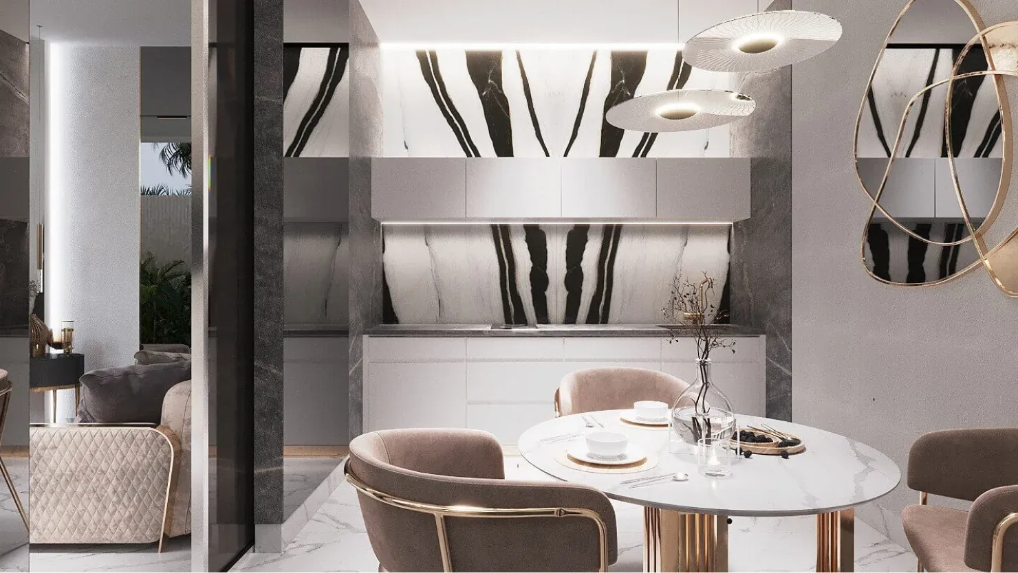 modern luxury interior dining room in bali